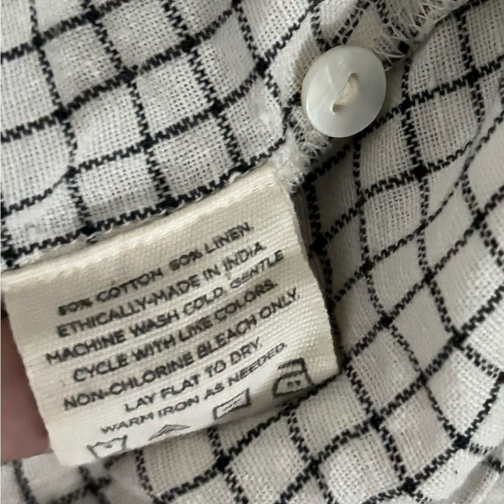 Laude the label Ayla top natural checker linen blend eco friendly top S - Picture 4 of 10